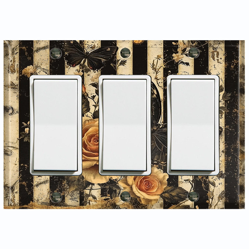 Couvercle de plaque d'interrupteur en métal; Chaise berçante GFI à 3 bandes US Standard - rose gothique