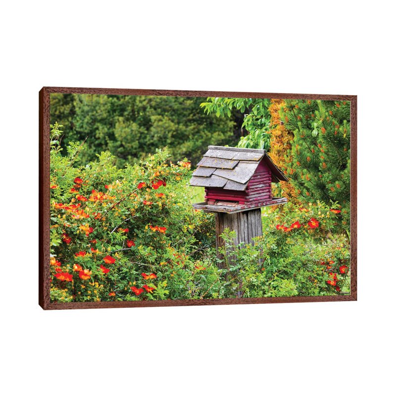 USA, Washington State, Palouse, Colfax. Red Birdhouse Sitting On A Fence. 1 Piece Wall Art on Canvas, 152.5 cm H x 101.5 cm W
