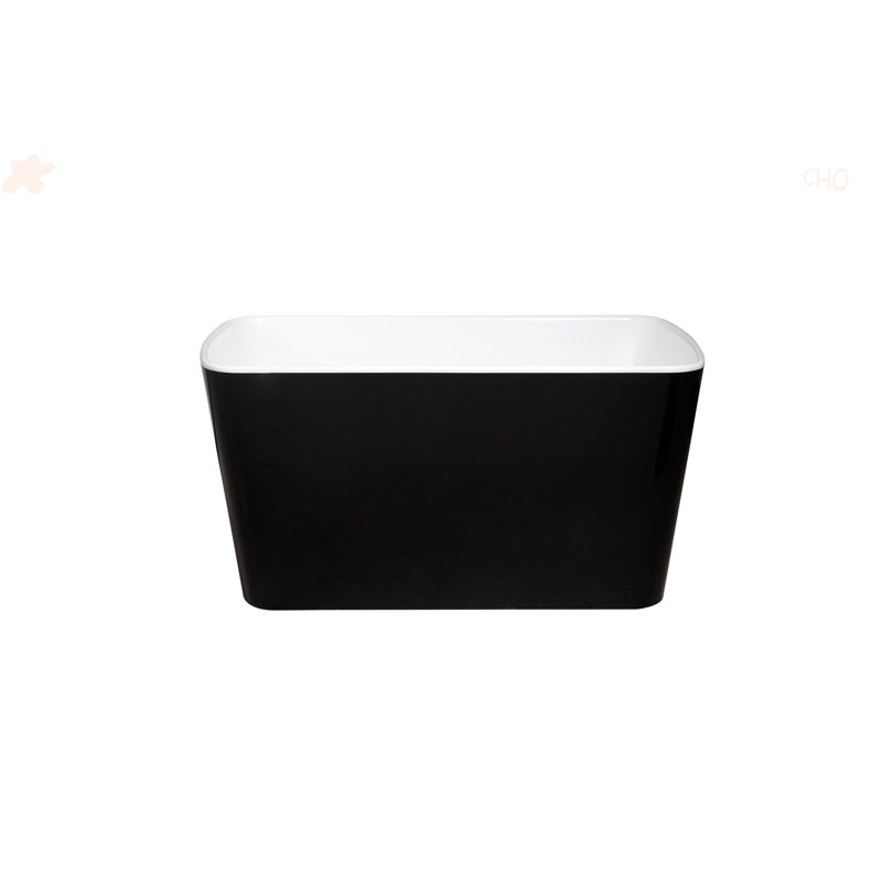 49'' Acrylic Freestanding Soaking Bathtub, Square-Shape Japanese Soaking Hot Tub, Chrome Overflow And Quick Drain