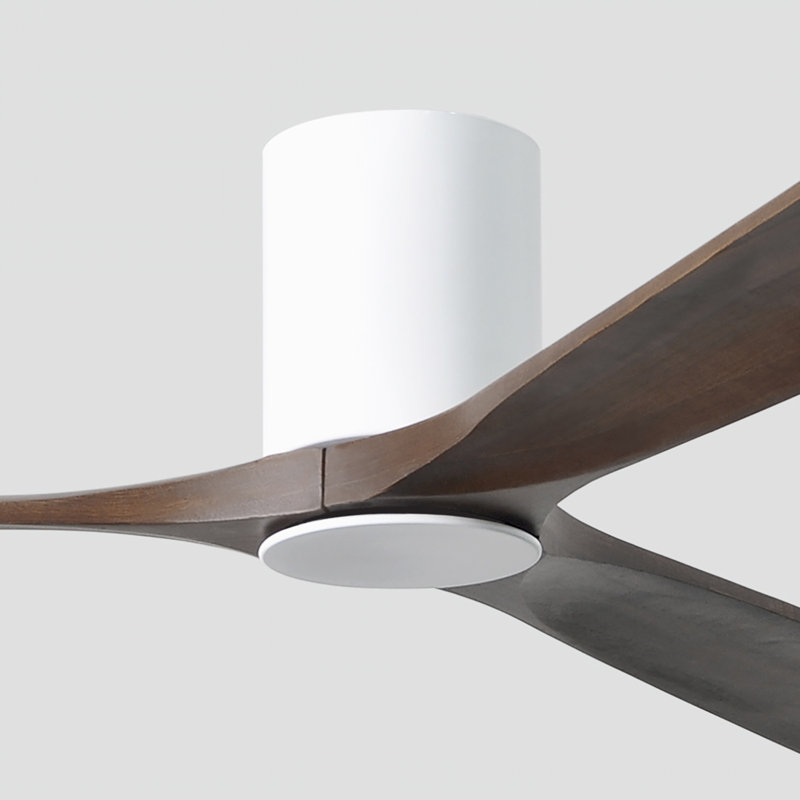 Irene LED Ceiling Fan, Gloss White, Walnut, 60"