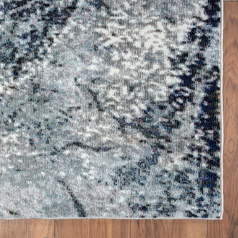 Tapis gris / bleu, Rectangle 5 pi x 7 pi 6 po