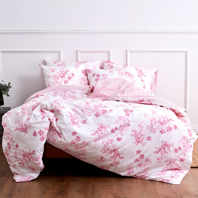 Leruum Duvet Cover Bedding Set %100 Cotton Sevilla Pattern Quilt Cover Set (Blue, Single), Pink