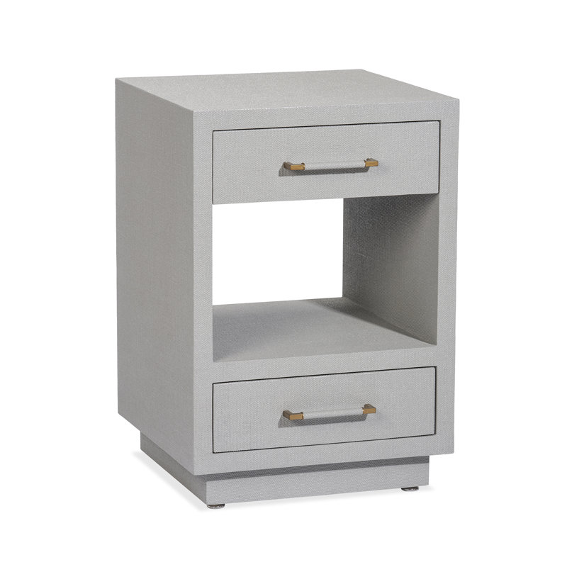 Taylor 2 - Drawer Nightstand, Light Gray/Antique Brass, 26" H x 18" W x 18" D