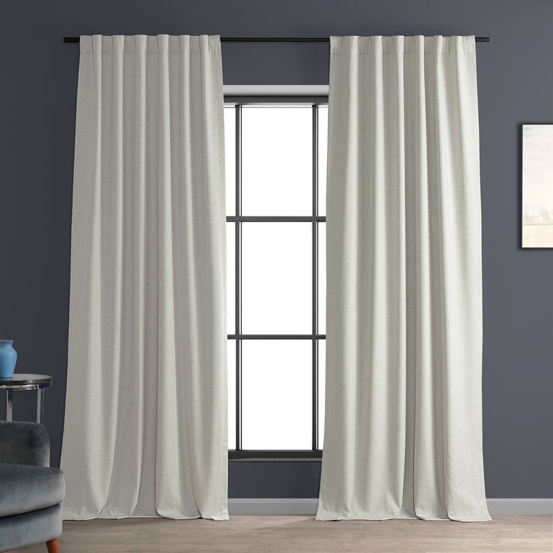 Performance Linen Hotel Blackout Indoor Single Cur Blackout Curtain Single Panel, 50" W x 84" L, Warm White