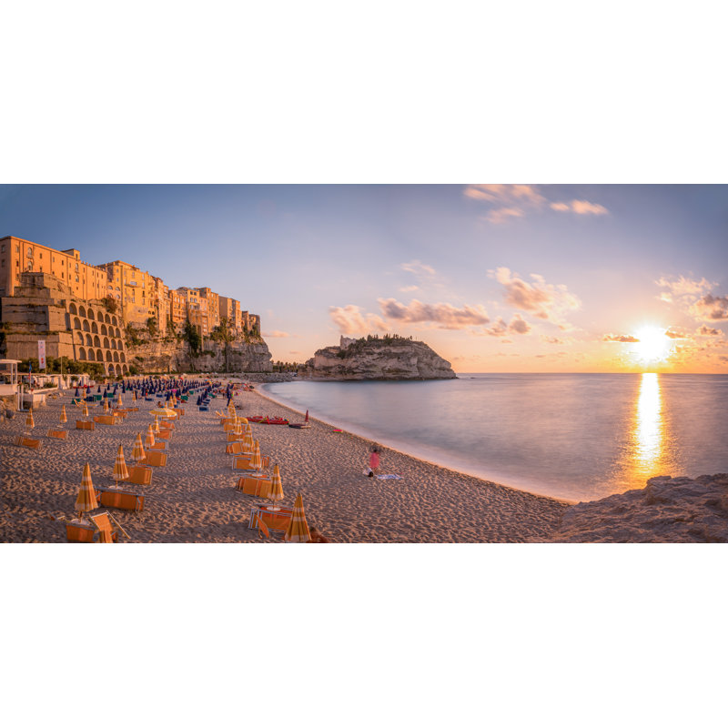 Plage, Chaises, Paisible, Tropea, Province de Vibo Valentia, Italie, Coucher de soleil, H 24 po x l 36 po x P 1,5 po