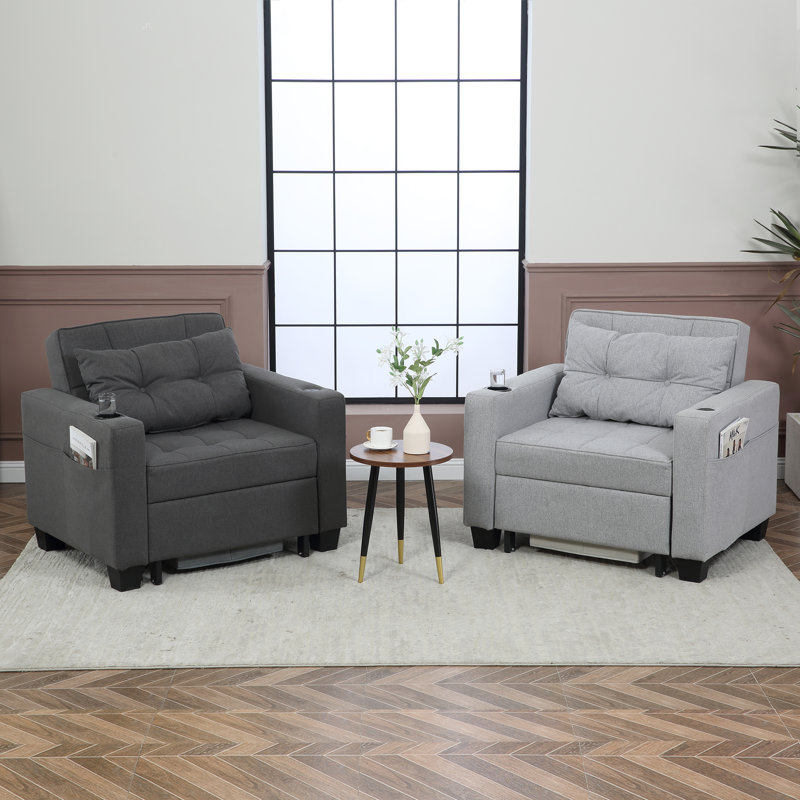 Fauteuil d'appoint à dossier convertible simple Marcio, Dark Grey