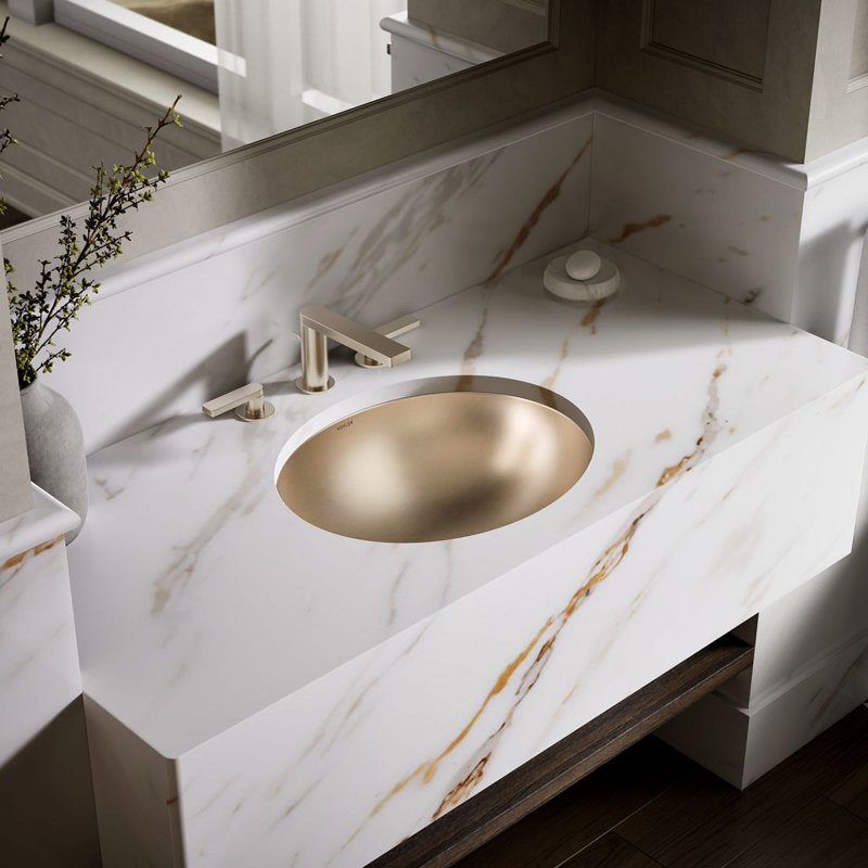 Bachata®20" Oval Drop-In/Undermount Bathroom Sink, No Overflow, Vibrant Brushed Bronze