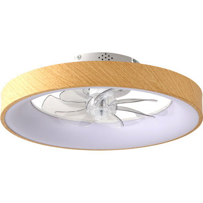 Ventilateur de plafond moderne encastré de 20 pouces avec éclairage et télécommande, DEL et RVB à intensité variable, ventilateur de plafond intelligent à profil bas à 6 vitesses