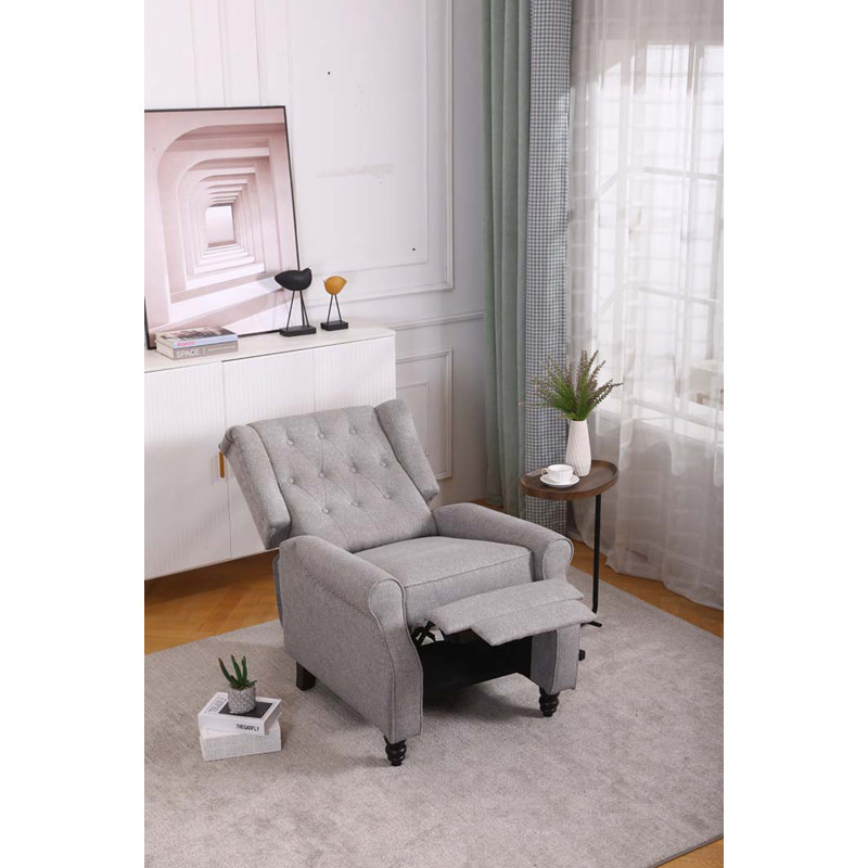 Lipsey 75cm Wide Wing Chair Recliner, Grey 100% Linen