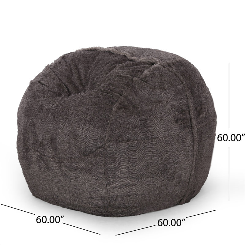 Lily Modern 5 Foot Faux Fur Cozy Bean Bag, Beige/Beige