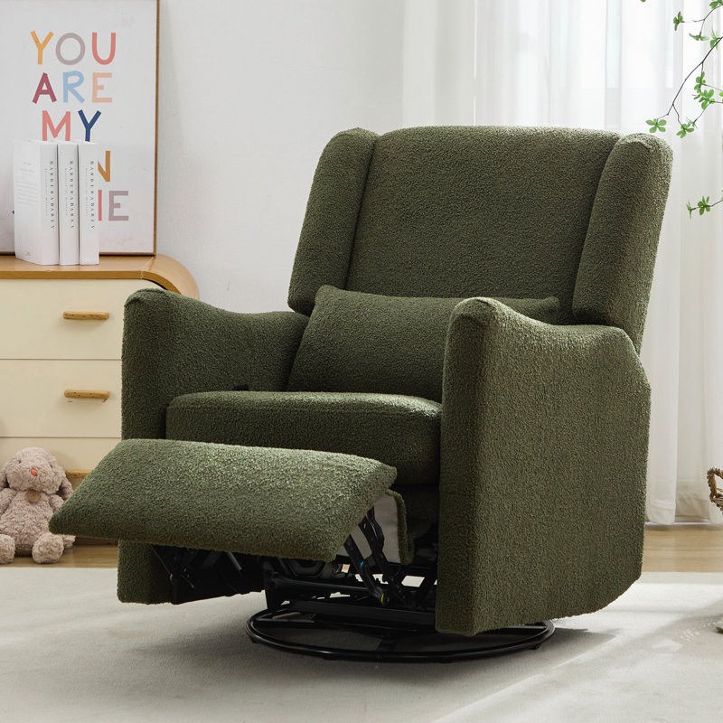 Fauteuil inclinable à bascule pivotant à oreilles de 29,5 po de largeur, fauteuil inclinable à bascule oscillant, fauteuil à bascule pour chambre à coucher et salon, molleton