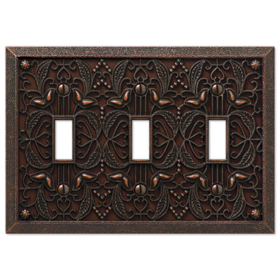Filigree 3-Gang Toggle Light Switch Wall Plate