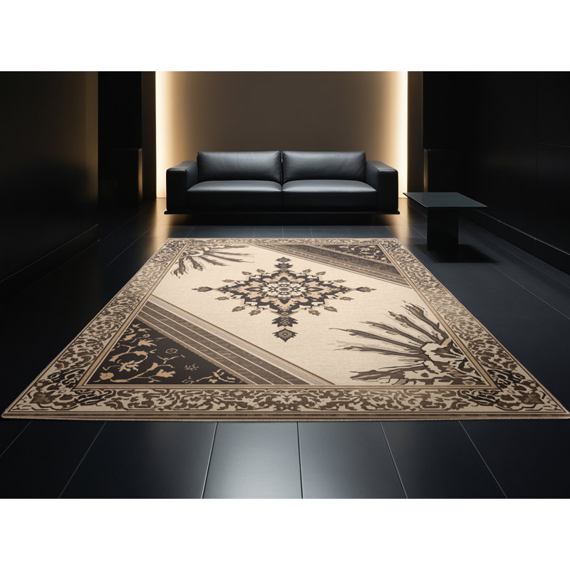 Tapis oriental moelleux moelleux en beige, 2 pi x 3 pi
