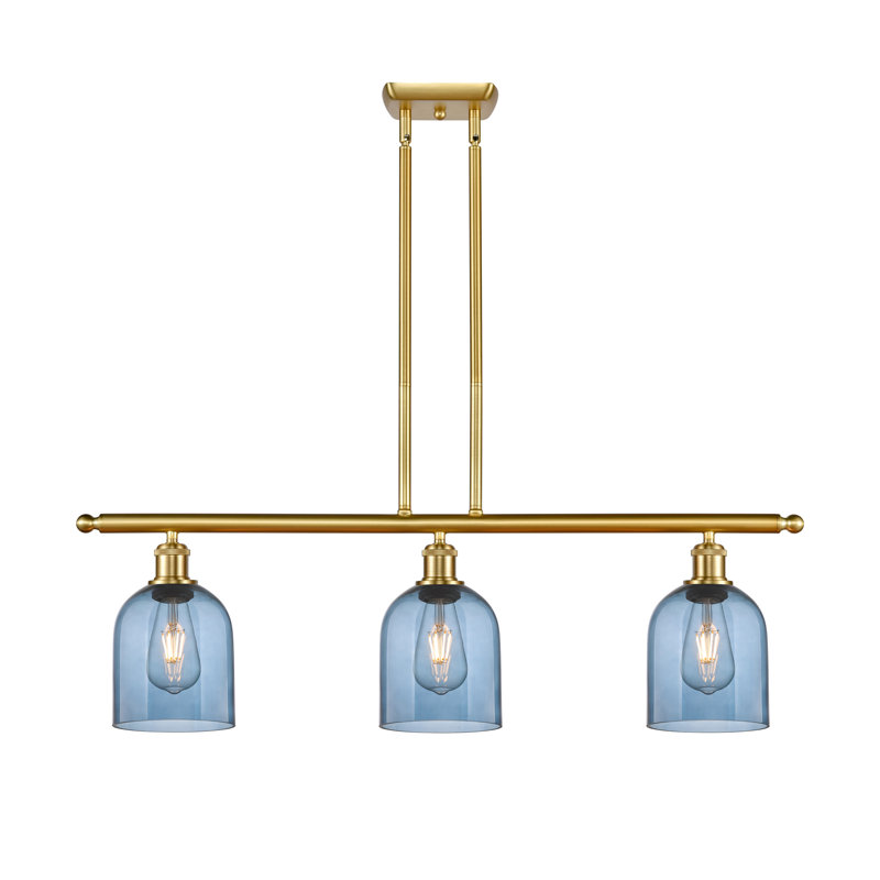 Odaniel 3 - Light Kitchen Island Pendant, Princess Blue, Satin Gold