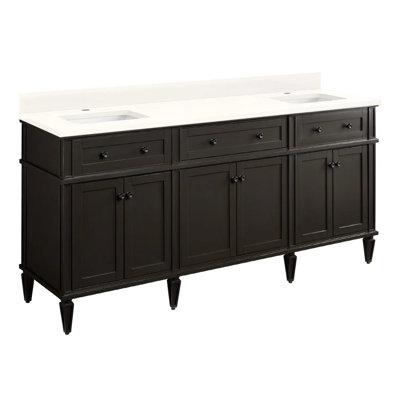 72" Elmdale Double Bathroom Vanity Set with Rectangular Undermount Sinks