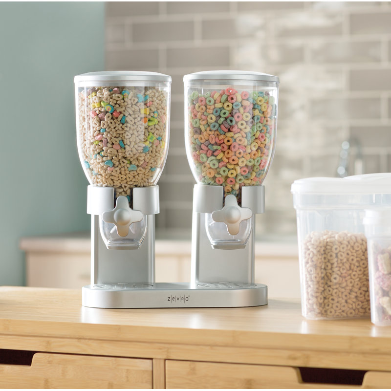 White Dual Canister Dry Food Dispenser with Chrome Accents