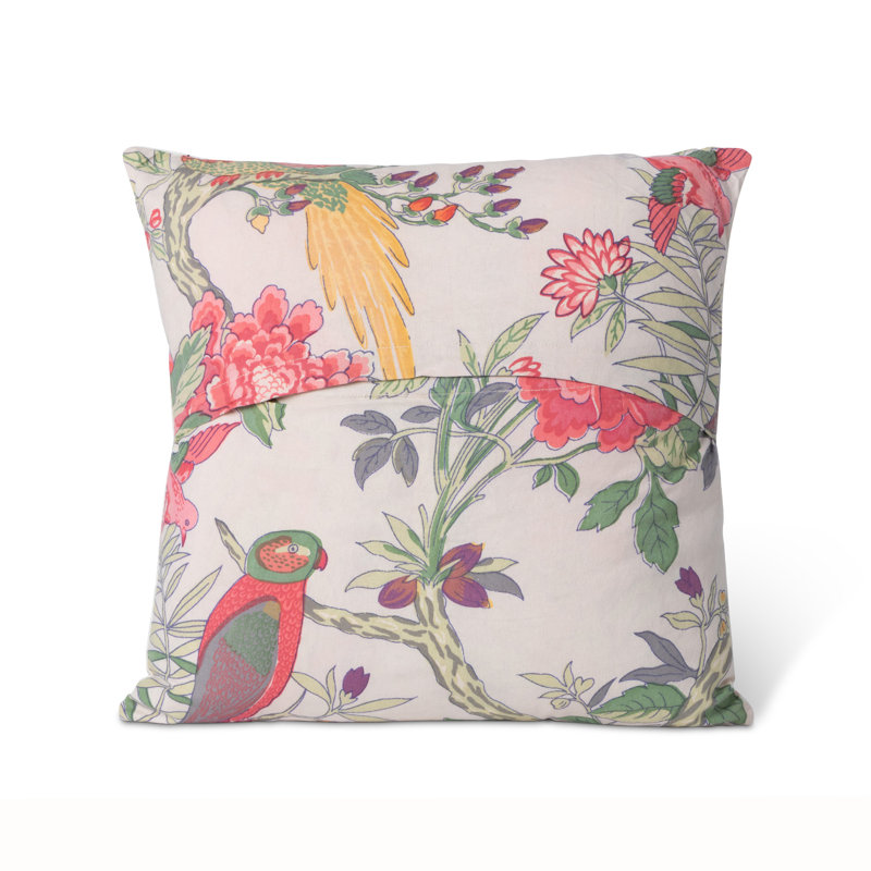 Cotton Throw Pillow, Multicolor Black, Floral, Polyester