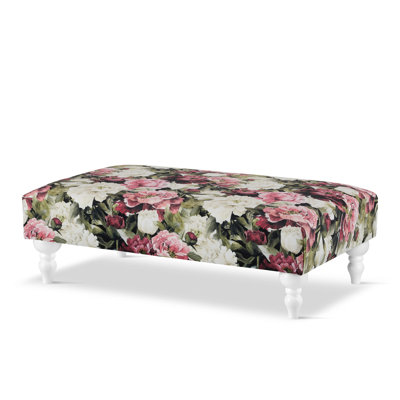 Allveta 60 cm W Velvet Rectangle Floral Cocktail Ottoman