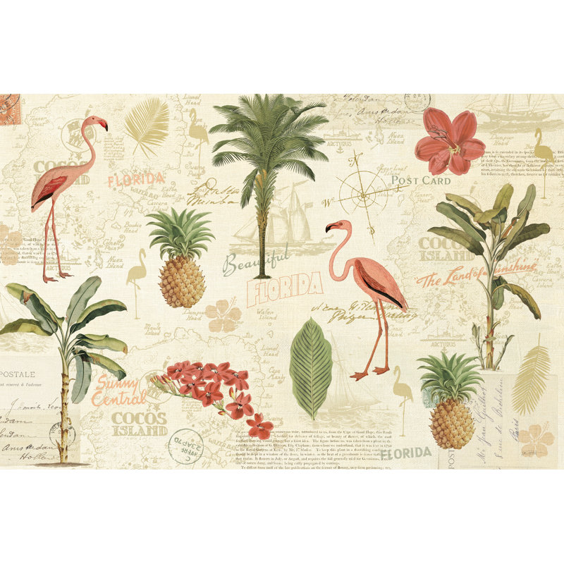 «Spring Costa Del Sol I Mute» par Katie pertiet, reproduction sur toile tendue, H 32 po x l 48 po, Papier avec cadre blanc