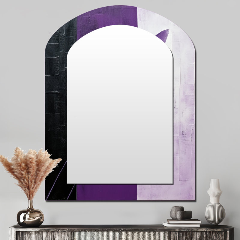 Collage de fougère mauve - mauve, miroir mural asymétrique mauve, impression sur métal, 43 po x 33 po