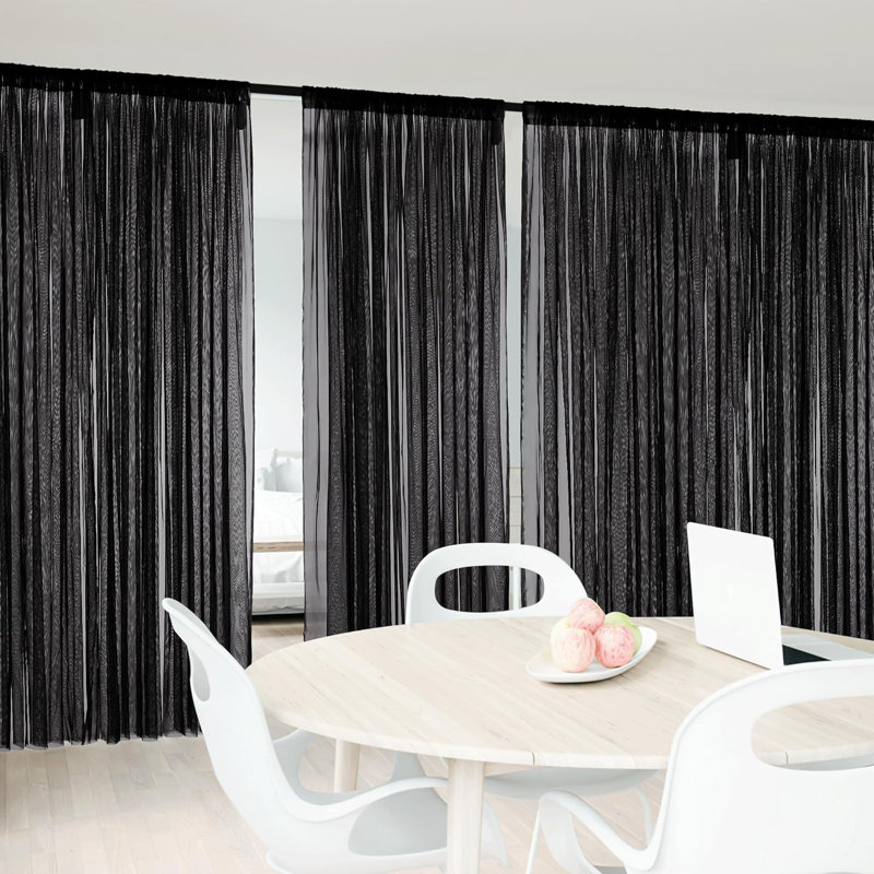 2 Panels Outdoor Mosquito Curtains for Patio Waterproof, Rod Pocket Airy Mesh Net Sheer Curtains Tulle Outdoor Drapes with DIY Adjustable Length for Backdrop