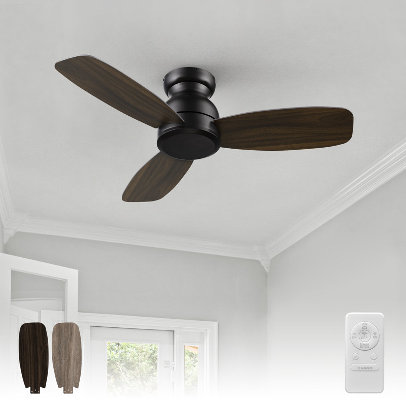 Ventilateur de plafond encastré à 3 pales 44 po Furness, Gris / Noir