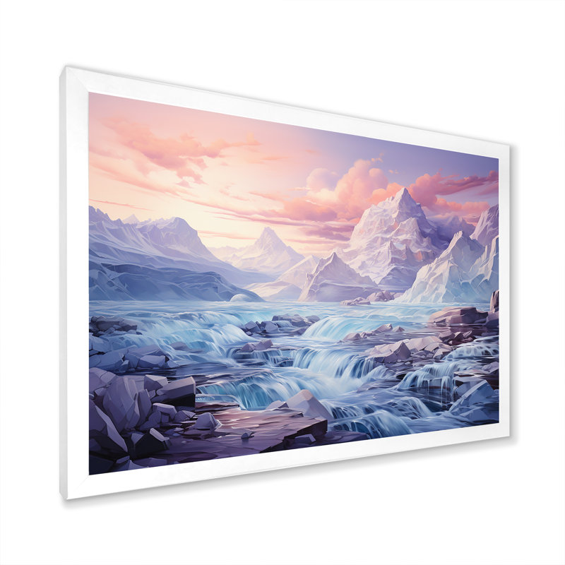 Paysage de Kawaii en Alaska II, Cadre simple blanc, H 24 po x l 32 po x P 1 po
