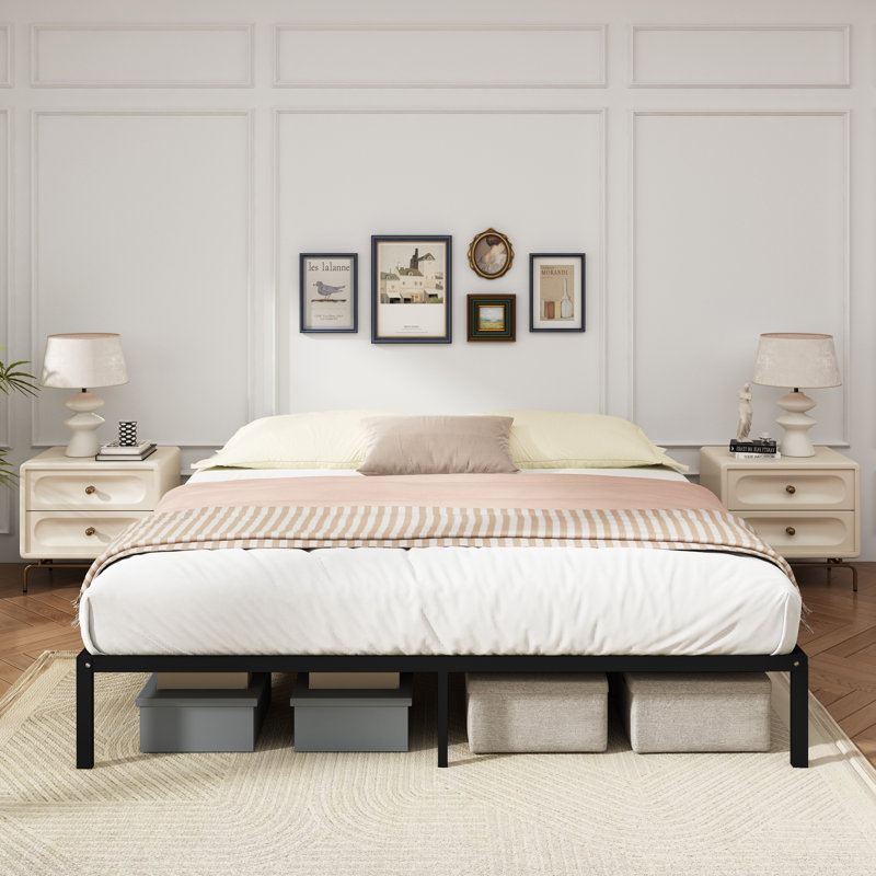Metal Platform Bed Frame, Black, King