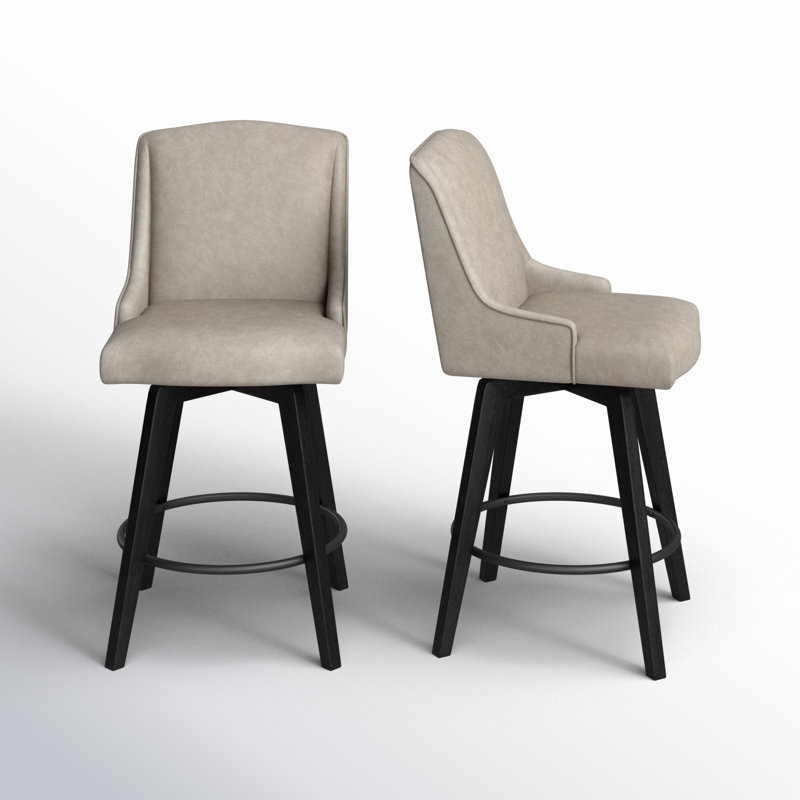 Annelotte 26'' Swivel Counter Stool, Stone Gray