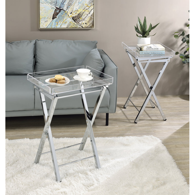 Table de bout Reyhaneh, Plateau transparent / base chromée