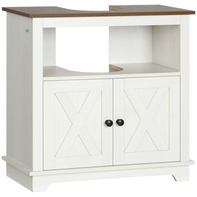 White Under Sink Bathroom Storage Cabinet, Style, Double Doors, Space Saving Solution Sink, Door,