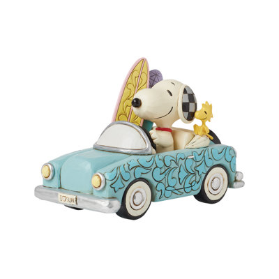 Figurine Peanuts par Jim Shore Snoopy & Woodstock dans Car Surfboard H 4,6 po