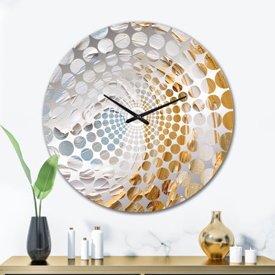 Horloge murale spirale abstraite dorée et blanche II