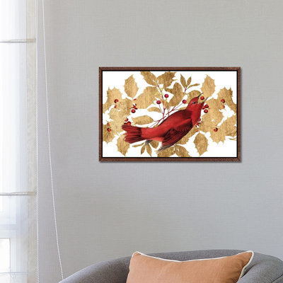 Red Bird Christmas Collection D 1 Piece Wall Art on Canvas