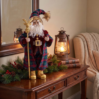 20" Gentleman Santa With Deer Staff