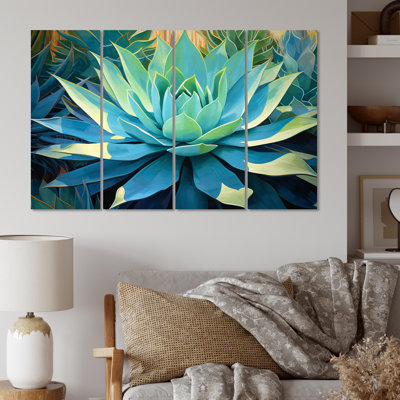 Green Succulents Majestic Agave II sur toile, 4 pièces