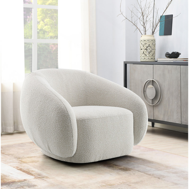Fauteuil bouclé beige avec pivot, Beige
