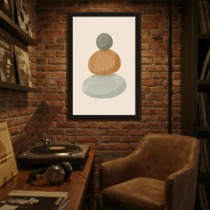 Abstrait abstrait en pierre empilant un design minimaliste, H 18 po x l 12 po