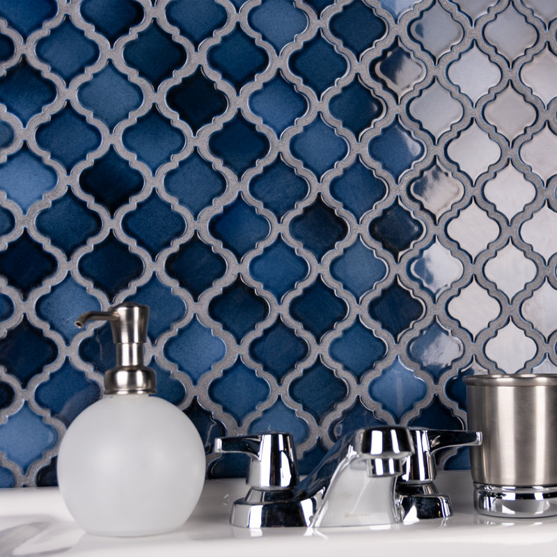 Hudson Tangier 2" x 2" Porcelain Arabesque Mosaic Wall & Floor Tile, Midnight