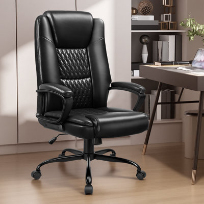 Chaise de bureau à domicile, conception robuste de 400 lb et de grande taille, dossier lombaire ergonomique à haut dossier