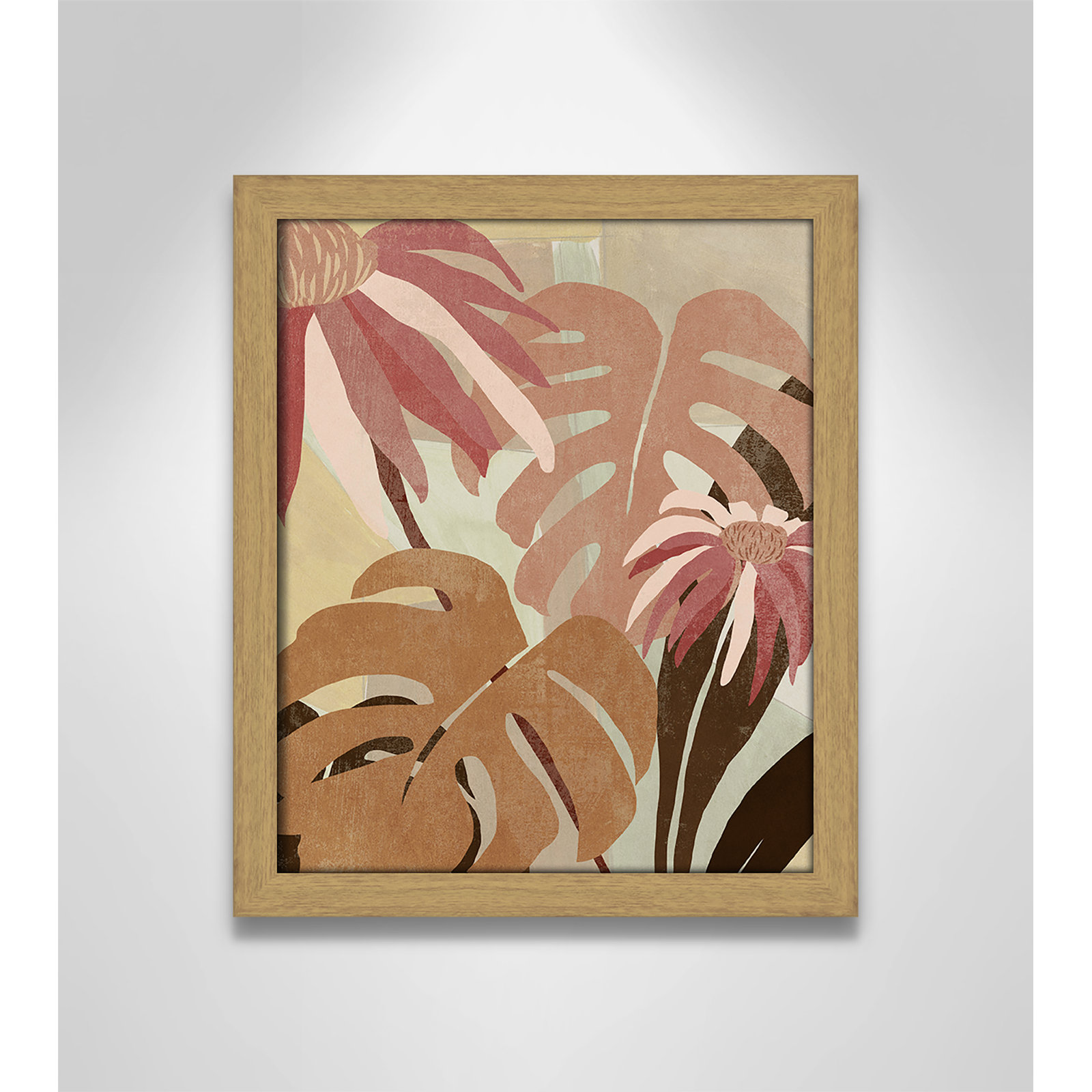 Hot Tropics II by Asia Jensen, 13" W x 15" H, Natural Wood Grain