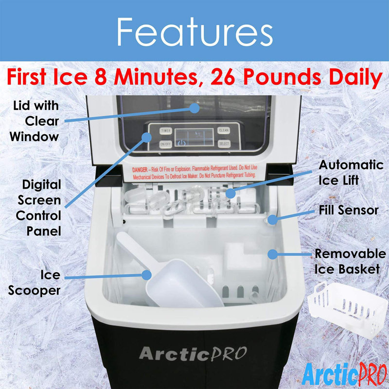 Arctic-Pro Black Portable Countertop Ice Maker Machine