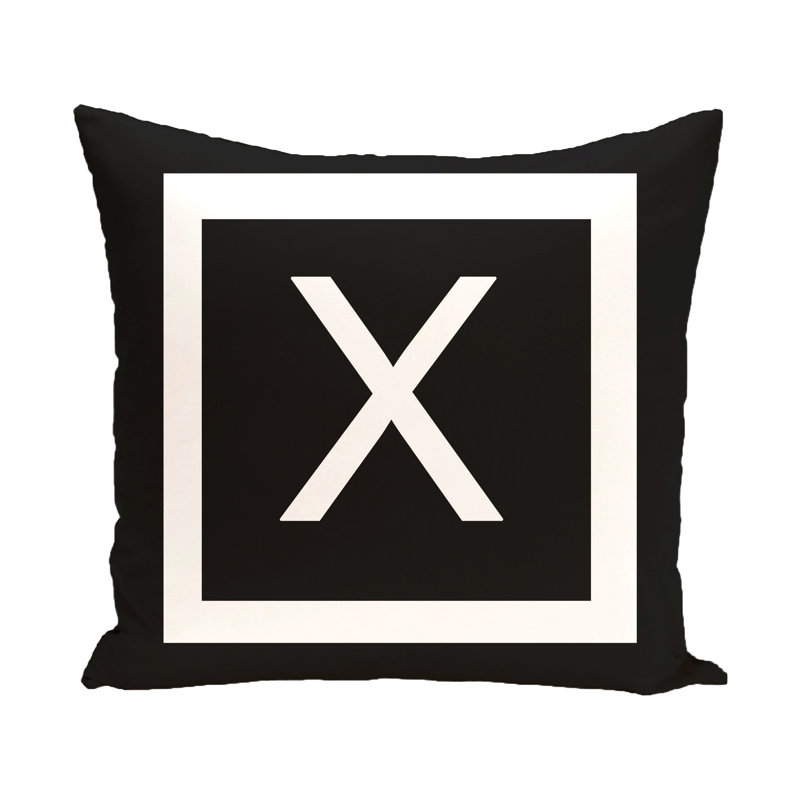  Square Pillow Cover & Insert, 16" H x 16" W x 2" D, Raven / White, X