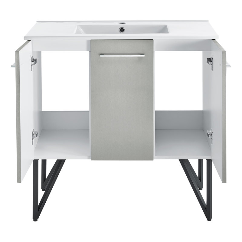 Meuble-lavabo de 36 po Annécy, Gris