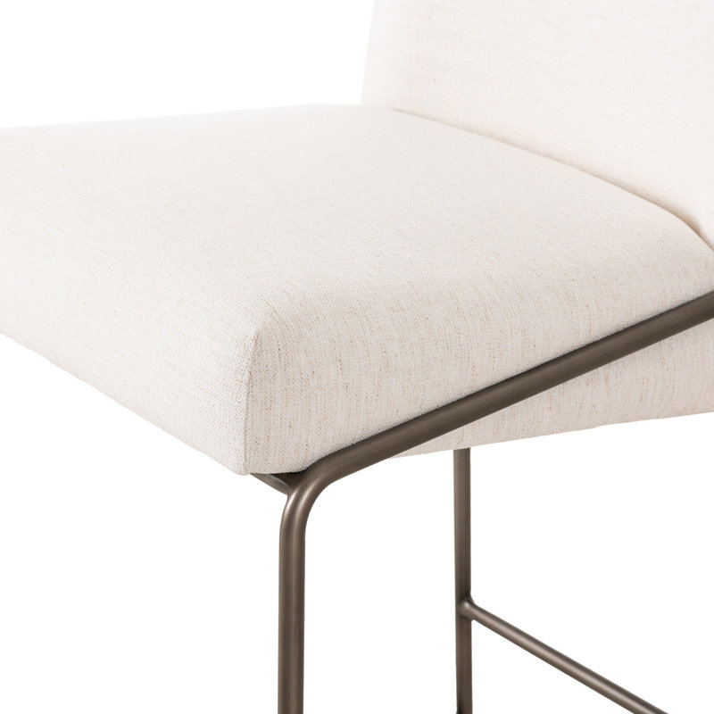 Astrud Upholstered Stool with Metal Frame, Counter Stool (25" Seat Height), Polyester Blend White