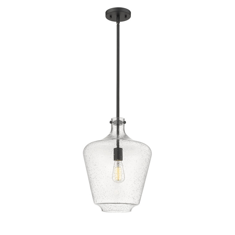 Luminaire suspendu en forme de globe à 1 lumière Honeycutt, DEL, Noir mat, Grainé