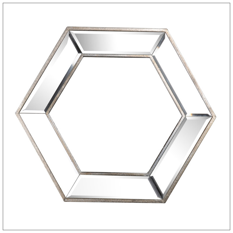Miroir mural hexagonal au design contemporain en verre
