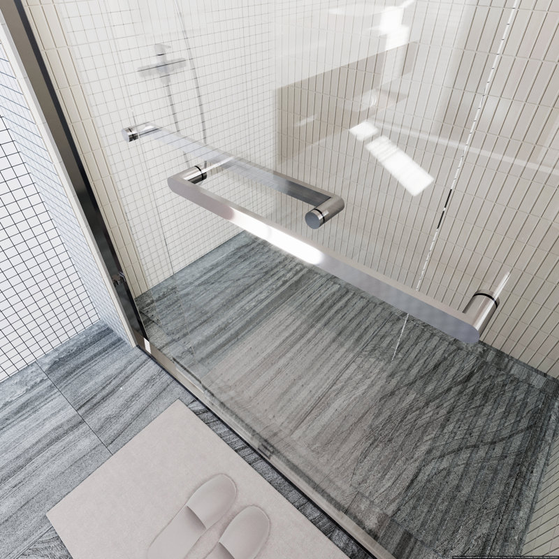 50" - 54" W x 72" H Double Sliding Semi-Frameless Shower Door, Chrome