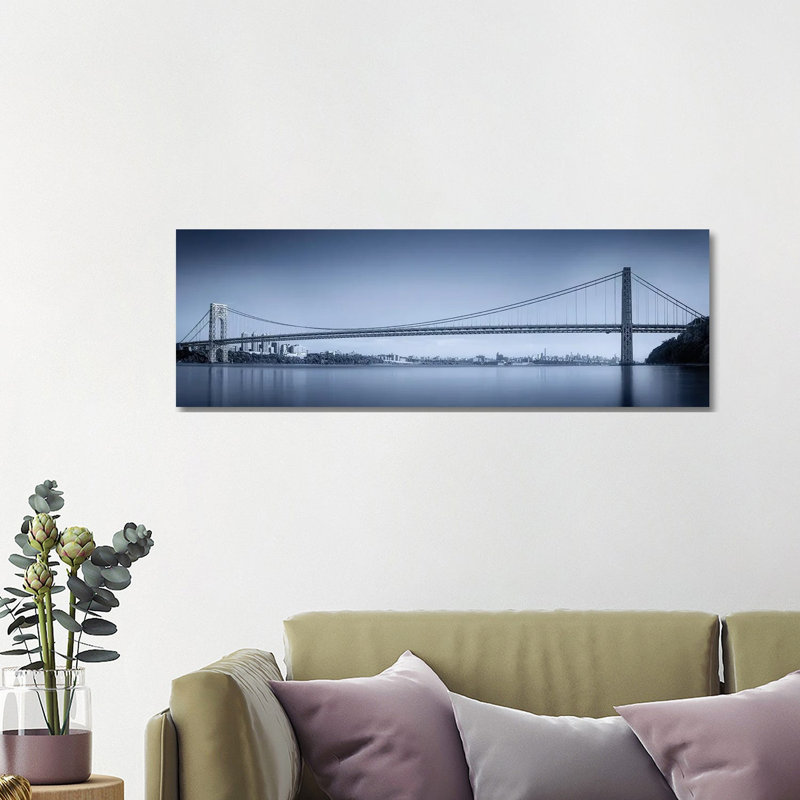 George Washington Bridge 1 Piece Wrapped Canvas Panoramic Wall Art, 121.92 cm H x 40.64 cm W x 1.91 cm D
