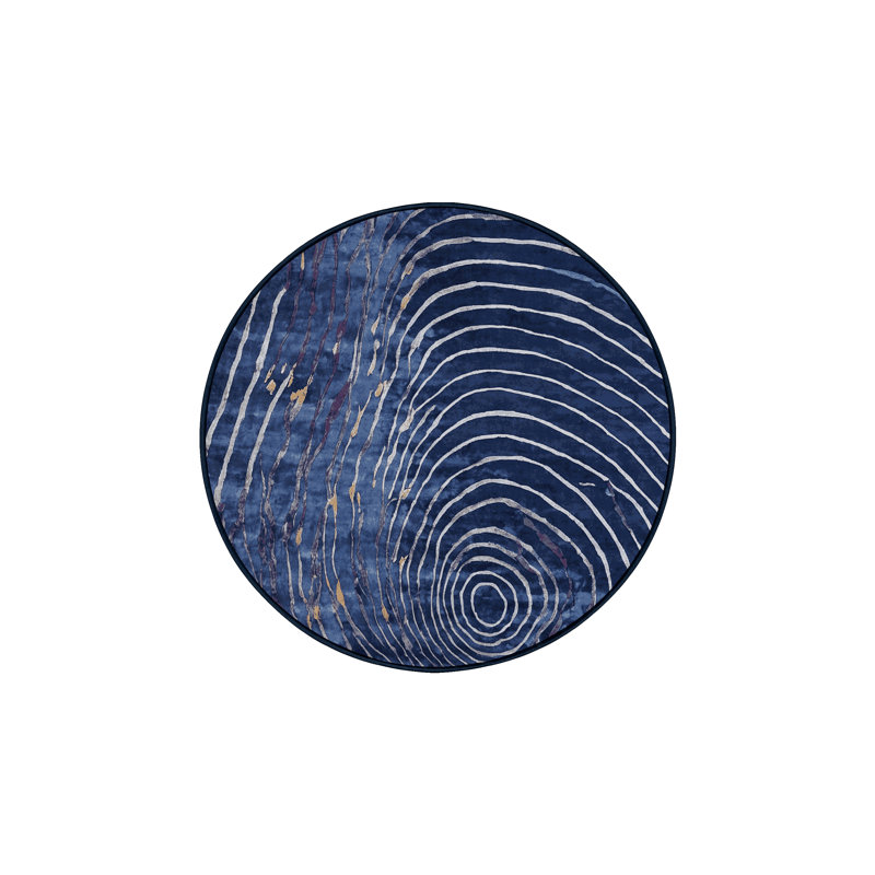 Tapis bleu lavable à la machine, Rond 6 pi
